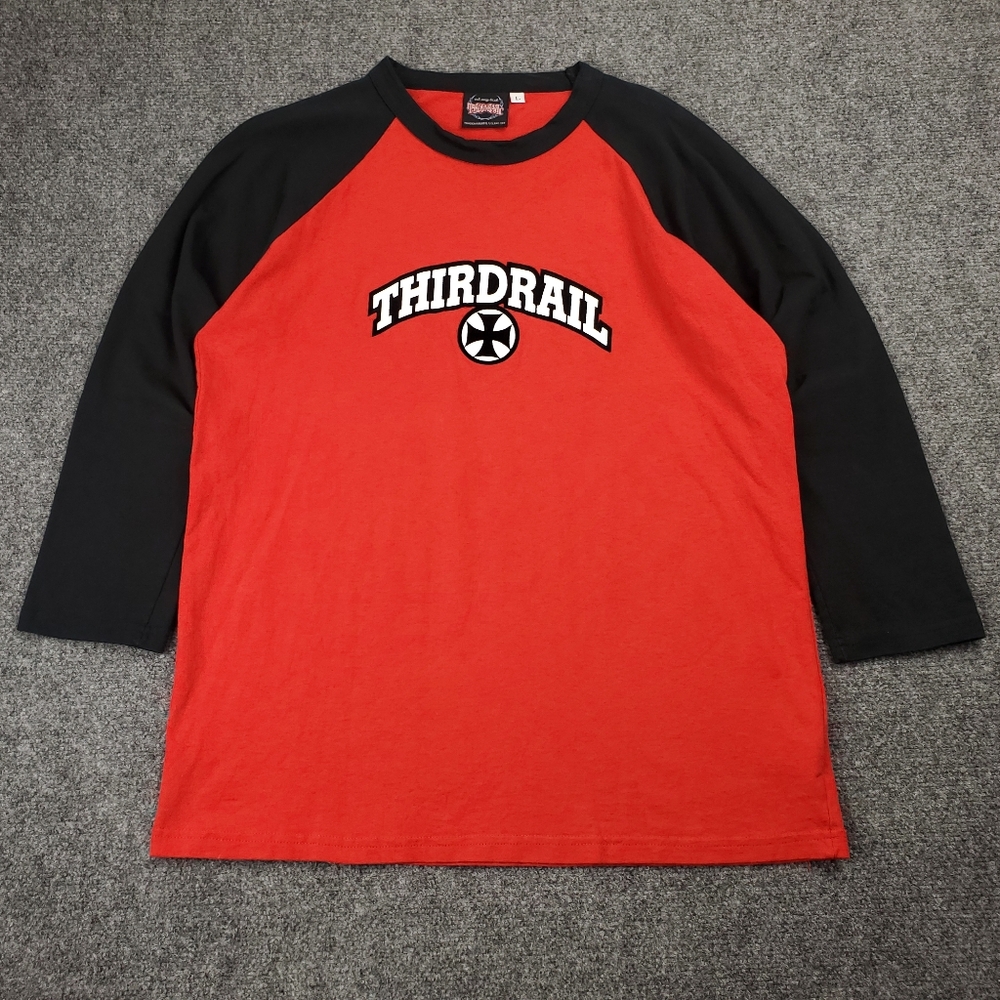 Vintage 90s Third Rail T Shirt Raglan Long Sleeve Mens Large Y2K Skater Grunge